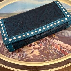Blazin Roxx Teal Embossed Leather Wallet